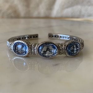 Vintage Silver Cuff Bracelet Topaz Gemstones and 925 Sterling with Certificate